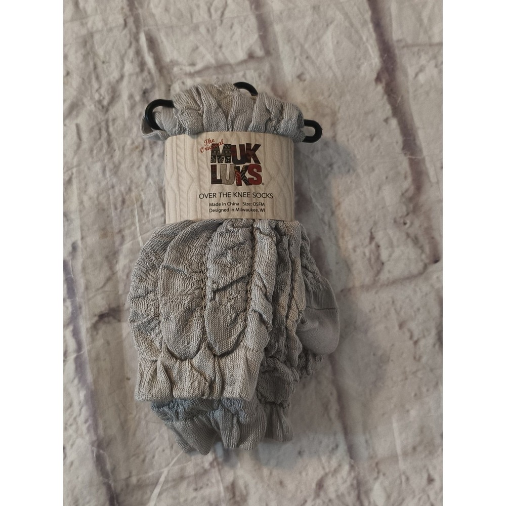 Muk Luks Women's Over the Knee Cable Knit Crinkle Socks Gray One‎ Size